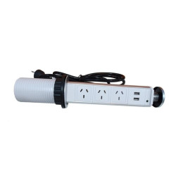 Estación de carga TBCIN POPUP-W telescópica 3 tomas + 2 puertos USB blanco 1.8 metros