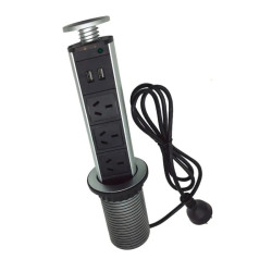 Estación de carga TBCIN POPUP-W telescópica 3 tomas + 2 puertos USB negro 1.8 metros