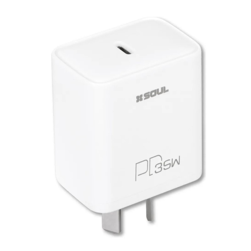 Cargador SOUL CVQ-X2PD35ST 35W carga rápida USB-C blanco con cable