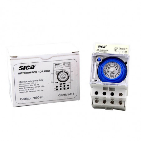 Interruptor horario sica con reserva 10A / riel din