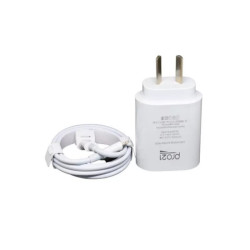 Cargador viajero PRO21 USB-C a C 30W carga rápida blanco con cable