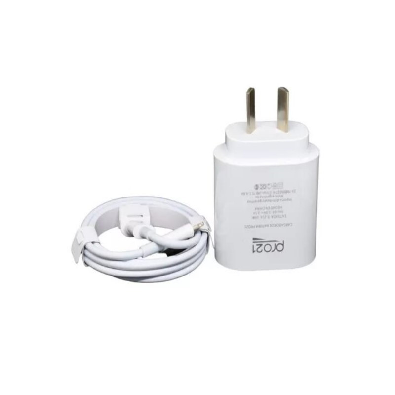 Cargador PRO21 USB-C 30W carga rápida blanco con cable Cargador PRO21 USB-C 30W carga rápida blanco con cable