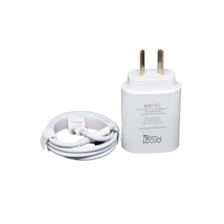 Cargador PRO21 USB-C 30W carga rápida blanco con cable