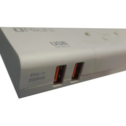 Prolongador binorma RICHI 10A 3 tomas + doble usb 1.5 metros marfil