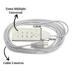 Prolongador multinorma DIBAPLAST 10A 5 tomas 3 metros blanco