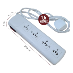 Prolongador multinorma EXULTT 10A 4 tomas 1.5 metros blanco