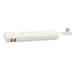 Prolongador binorma RICHI 10A 3 tomas + doble usb 1.5 metros marfil