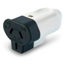 Ficha hembra KALOP KH blanco perno chato polarizado 10A 250v