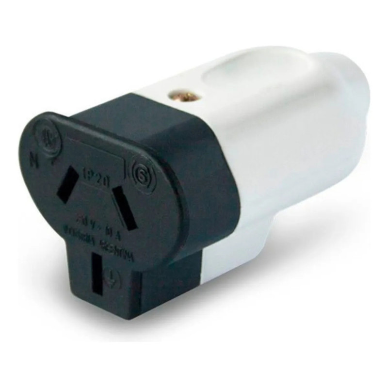 Ficha hembra KALOP KH blanco perno chato polarizado 10A 250v