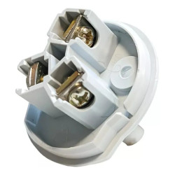 Ficha hembra KALOP 2P+T perno chato 10A 250V blanco