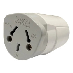Ficha hembra KALOP 2P+T perno chato 10A 250V blanco