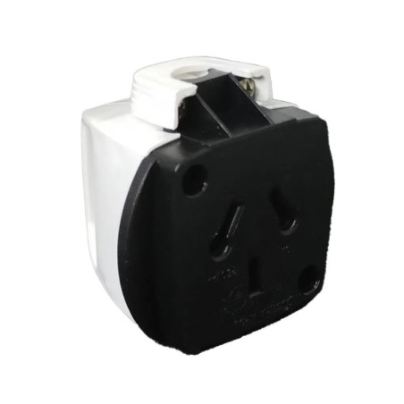 Ficha hembra KALOP perno chato polarizado 10A 250V alto consumo blanco