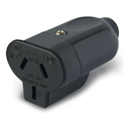 Ficha hembra KALOP KH negro perno chato polarizado 10A 250v