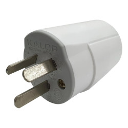 Ficha macho KALOP 10A 250V perno chato móvil blanco