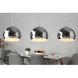 Colgante MARKAS ALYSSA esfera para 1 luz E27 cromo interior blanco