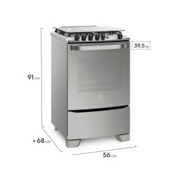 Cocina ELECTROLUX 56GXQ multigas 4 hornallas gris