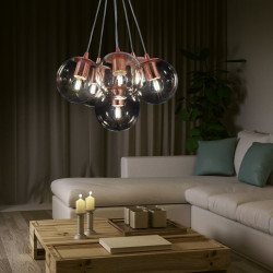 Colgante CIVAL GALAXIA para 7 luces E27 globo platil