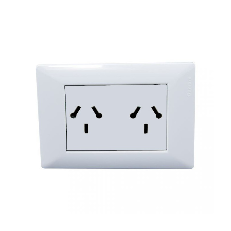 Conjunto armado CAMBRE S.XXII tomacorriente doble combinado 10A blanco Conjunto armado CAMBRE S.XXII tomacorriente doble combinado 10A blanco