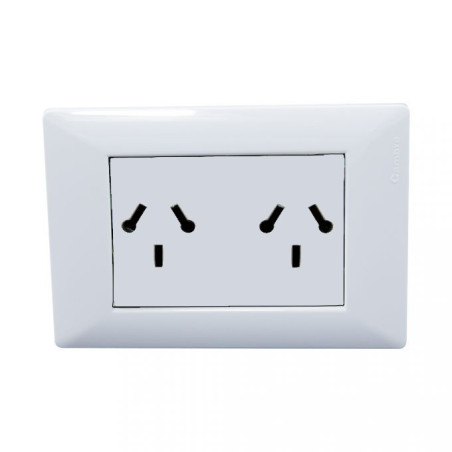 Conjunto armado CAMBRE S.XXII tomacorriente doble combinado 10A blanco