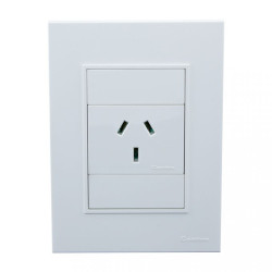 Conjunto armado CAMBRE BAUHAUS 1 tomacorriente polarizado 20A blanco