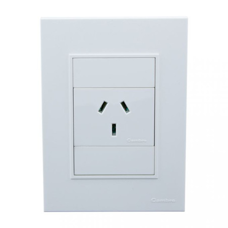 Conjunto armado CAMBRE BAUHAUS 1 tomacorriente polarizado 20A blanco