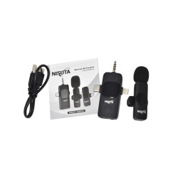 Micrófono corbatero NISUTA NSMICW2 Receptor USB-C Lightning y 3.5mm