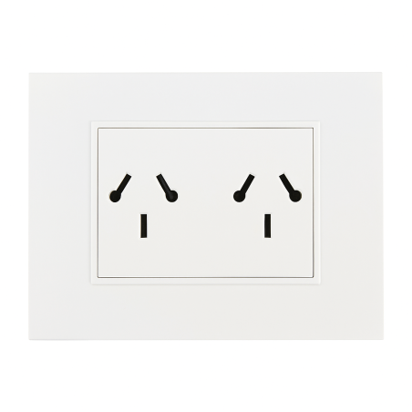 Conjunto armado CAMBRE BAUHAUS tomacorriente doble combinado 10A blanco