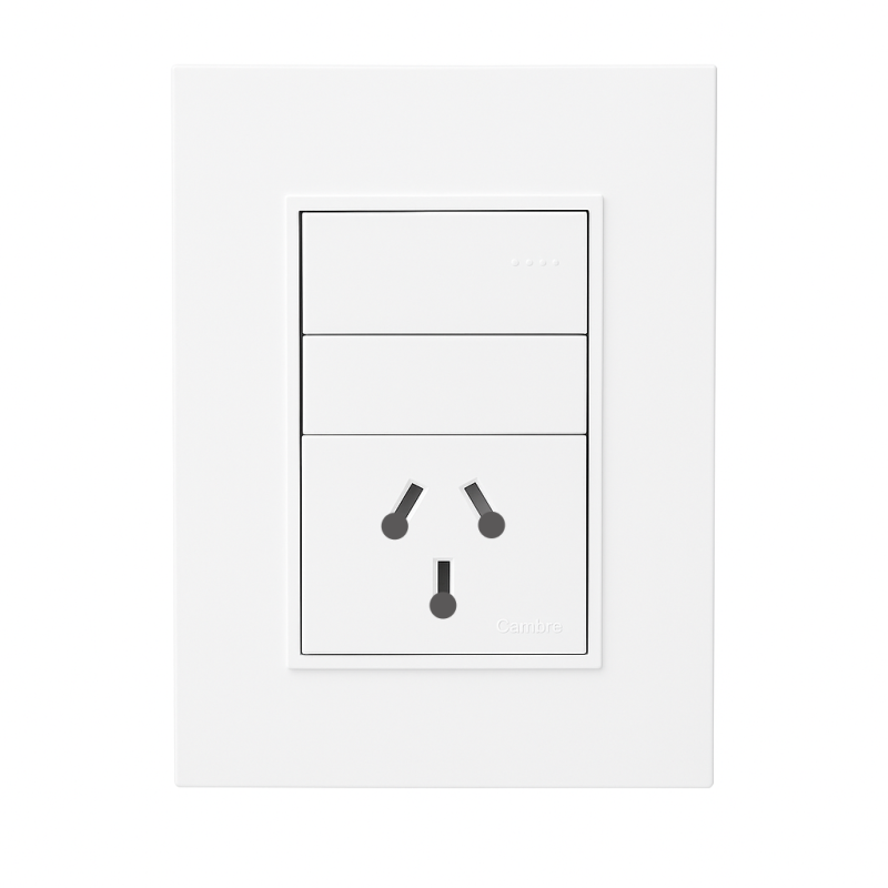 Conjunto armado CAMBRE BAUHAUS 1 punto y 1 tomacorriente combinado 10A blanco Conjunto armado CAMBRE BAUHAUS 1 punto y 1 tomacorriente combinado 10A blanco