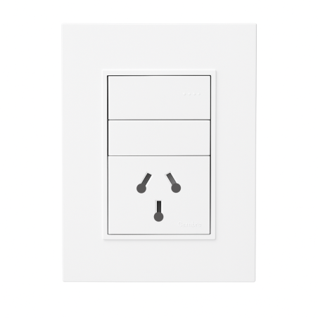 Conjunto armado CAMBRE BAUHAUS 1 punto y 1 tomacorriente combinado 10A blanco