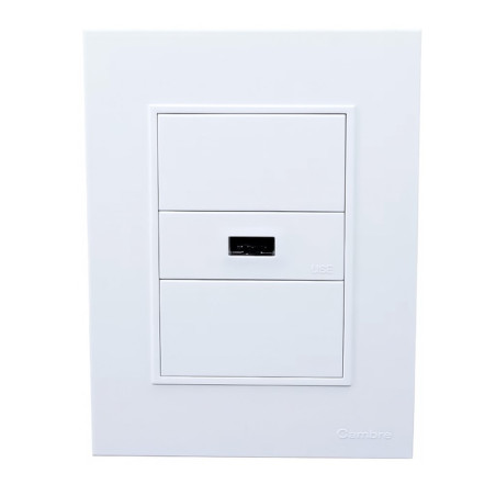 Conjunto armado CAMBRE BAUHAUS toma usb A 2.5A blanco