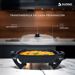 Sartén eléctrica SUONO HOG0463 1350W antiadherente tapa de vidrio