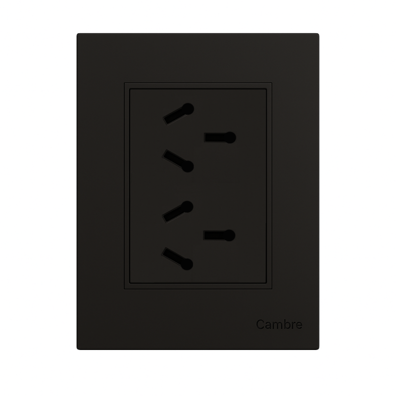 Conjunto armado CAMBRE BAUHAUS tomacorriente doble combinado polarizado 10A gris