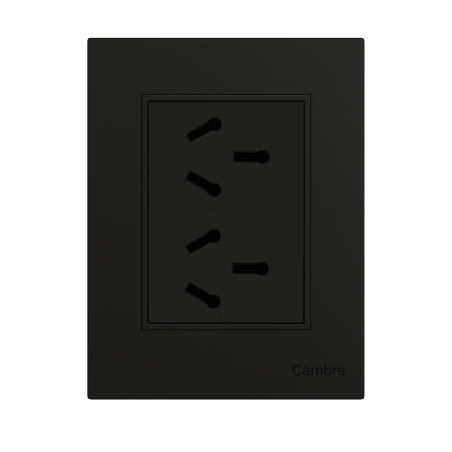 Conjunto armado CAMBRE BAUHAUS tomacorriente doble combinado polarizado 10A gris