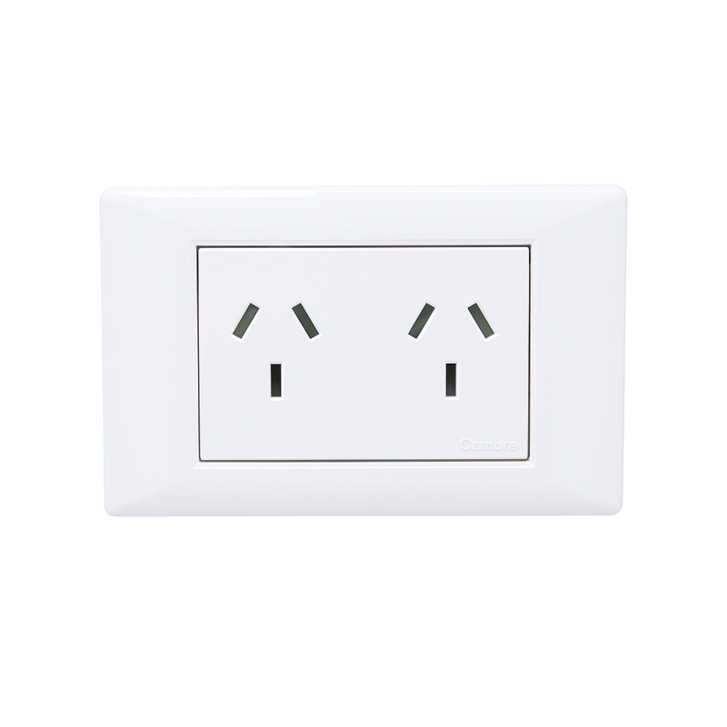 Conjunto armado CAMBRE S.XXII tomacorriente doble polarizado 10A blanco Conjunto armado CAMBRE S.XXII tomacorriente doble polarizado 10A blanco