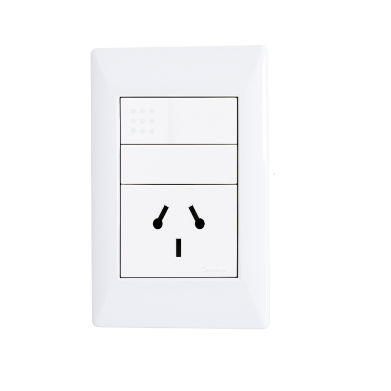 Conjunto armado CAMBRE S.XXII 1 punto y 1 tomacorriente combinado 10A blanco