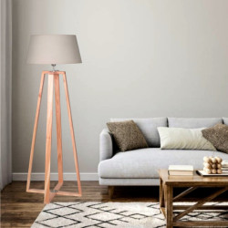 Lámpara de pie CARILUX NORDICA madera para 1 luz E27 clara