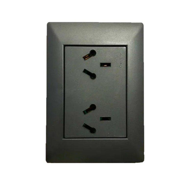 Conjunto armado CAMBRE S.XXII tomacorriente doble combinado polarizado 10A gris
