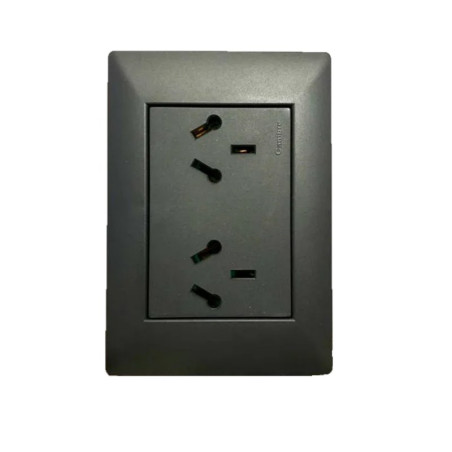 Conjunto armado CAMBRE S.XXII tomacorriente doble combinado polarizado 10A gris