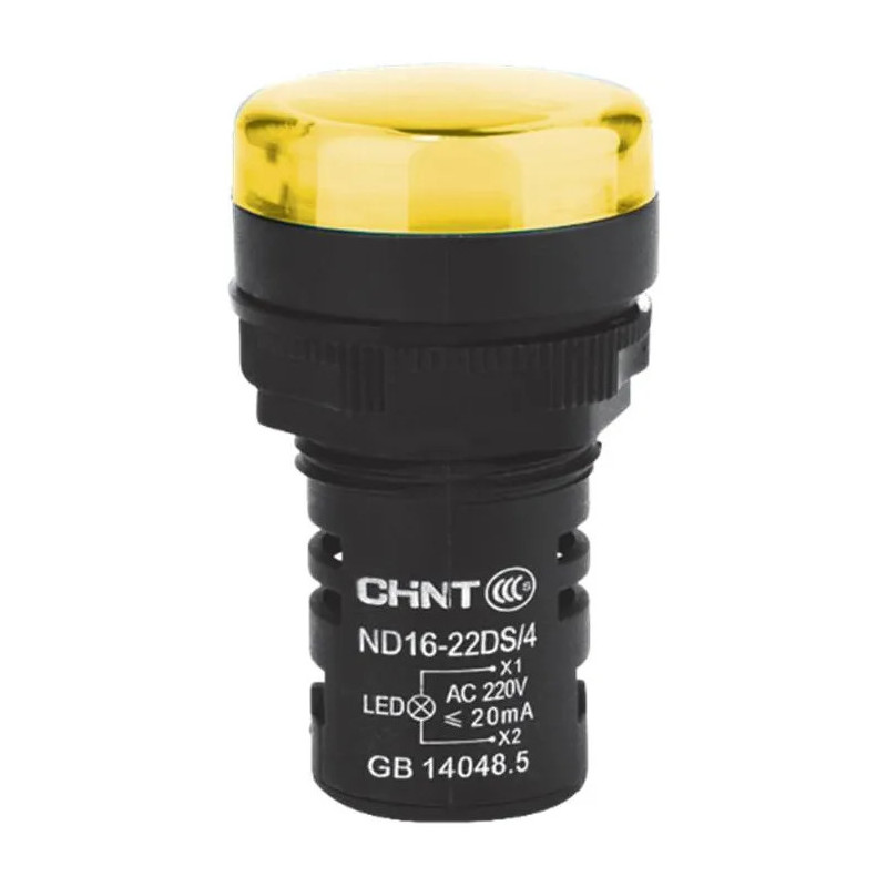 Piloto luminoso CHINT ND16-22DS/4 22mm 230V amarillo compacta Piloto luminoso CHINT ND16-22DS/4 22mm 230V amarillo compacta