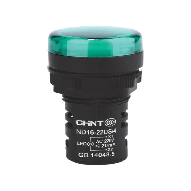 Piloto luminoso CHINT ND16-22DS/4 22mm 230V verde compacta