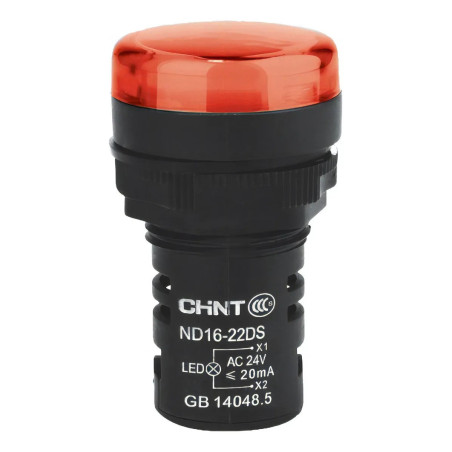 Piloto luminoso CHINT ND16-22DS/2 22mm 24V rojo compacta