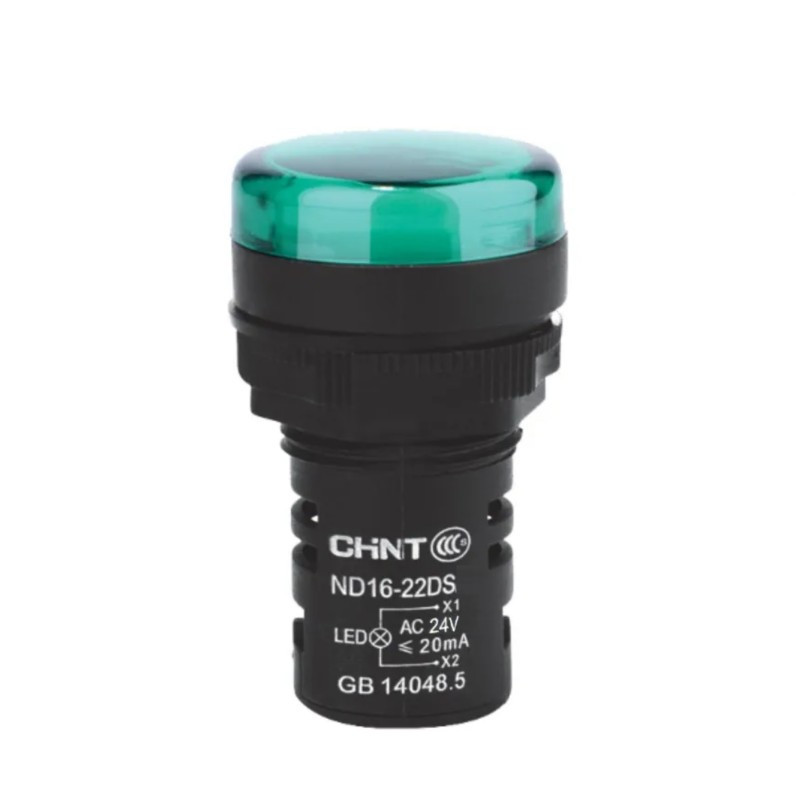 Piloto luminoso CHINT ND16-22DS/2 22mm 24V verde compacta
