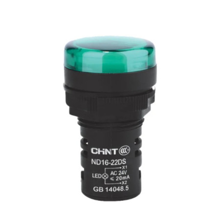 Piloto luminoso CHINT ND16-22DS/2 22mm 24V verde compacta