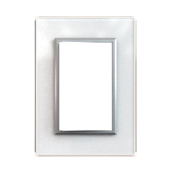Tapa JELUZ CRISTAL con bastidor 3 módulos plateado