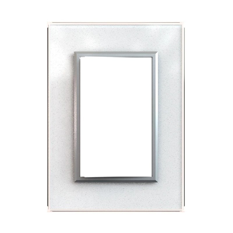 Tapa JELUZ CRISTAL con bastidor 3 módulos plateado Tapa JELUZ CRISTAL con bastidor 3 módulos plateado