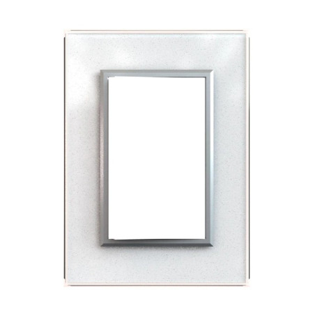 Tapa JELUZ CRISTAL con bastidor 3 módulos plateado