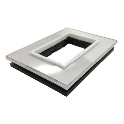 Tapa JELUZ CRISTAL 3 módulos con bastidor plateado
