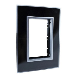 Tapa JELUZ CRISTAL con bastidor 3 módulos negro