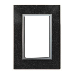Tapa JELUZ CRISTAL con bastidor 3 módulos negro