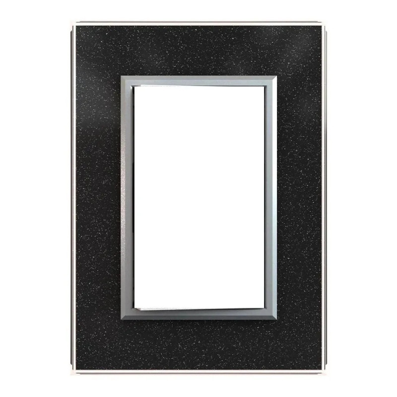 Tapa JELUZ CRISTAL con bastidor 3 módulos negro Tapa JELUZ CRISTAL con bastidor 3 módulos negro